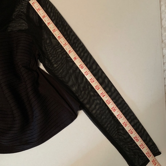 Trendy Black Mesh Long Sleeve Top- Size S - Picture 7 of 8